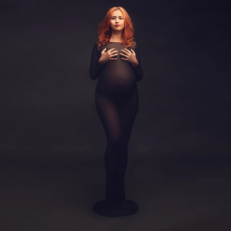 写真撮影のための大きな弾性マタニティアクセサリー,セクシーなドレス,妊婦のための透明なドレス