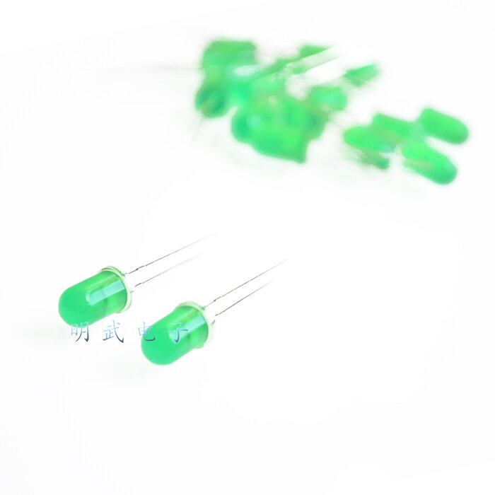 発光ダイオード,緑と緑の蛍光管,100個,5mm
