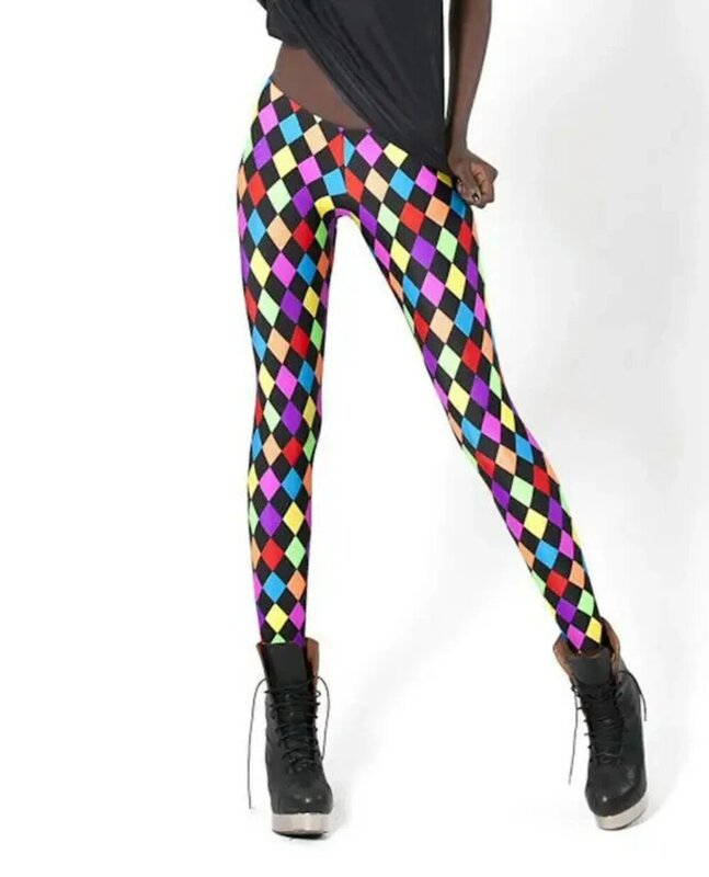 Mallas ajustadas con estampado geométrico de rombos para mujer, leggings coloridos, XL, 3406