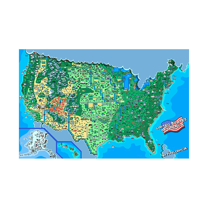 O mapa dos estados unidos pequenos papéis de parede mapa 59*42cm retro cartaz pintura da parede arte decoração educação material de escritório