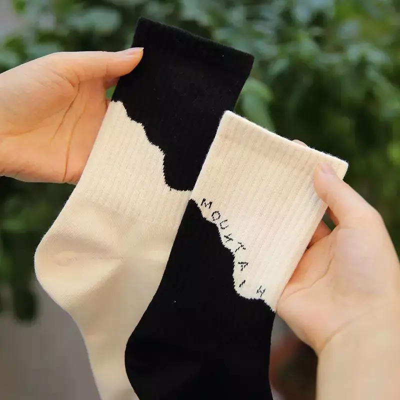 Calcetines de algodón transpirables para hombre y mujer, medias de tubo medio a rayas, estilo Hip Hop, 2023
