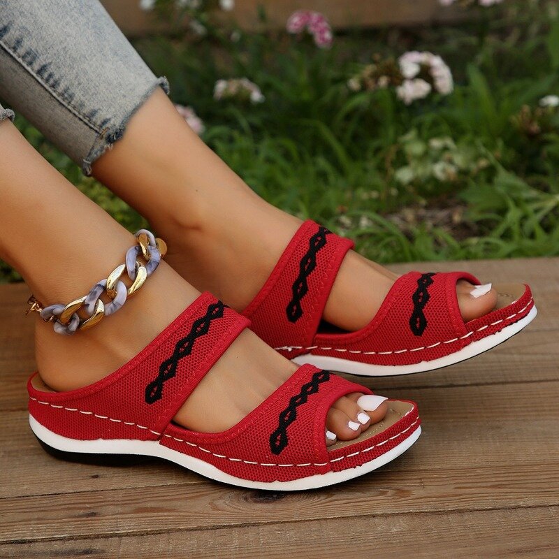 Sandalias de tacón bajo con cuña para Mujer, Zapatos elegantes de verano, novedad de 2024