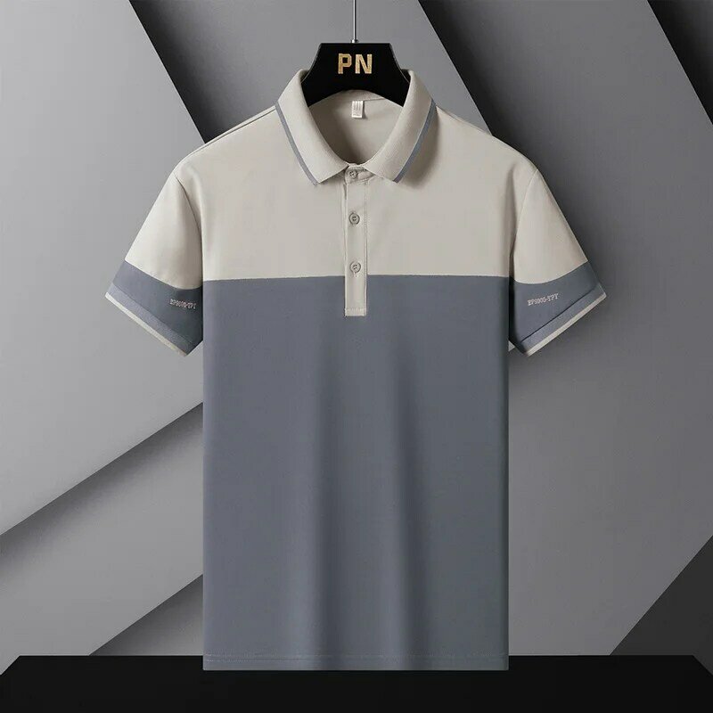 2024 New Summer Patchwork Polo Shirt for Men Brand Quality Short Sleeve Baseball Mens Polos Quick Dry Breathable Slimming Polo