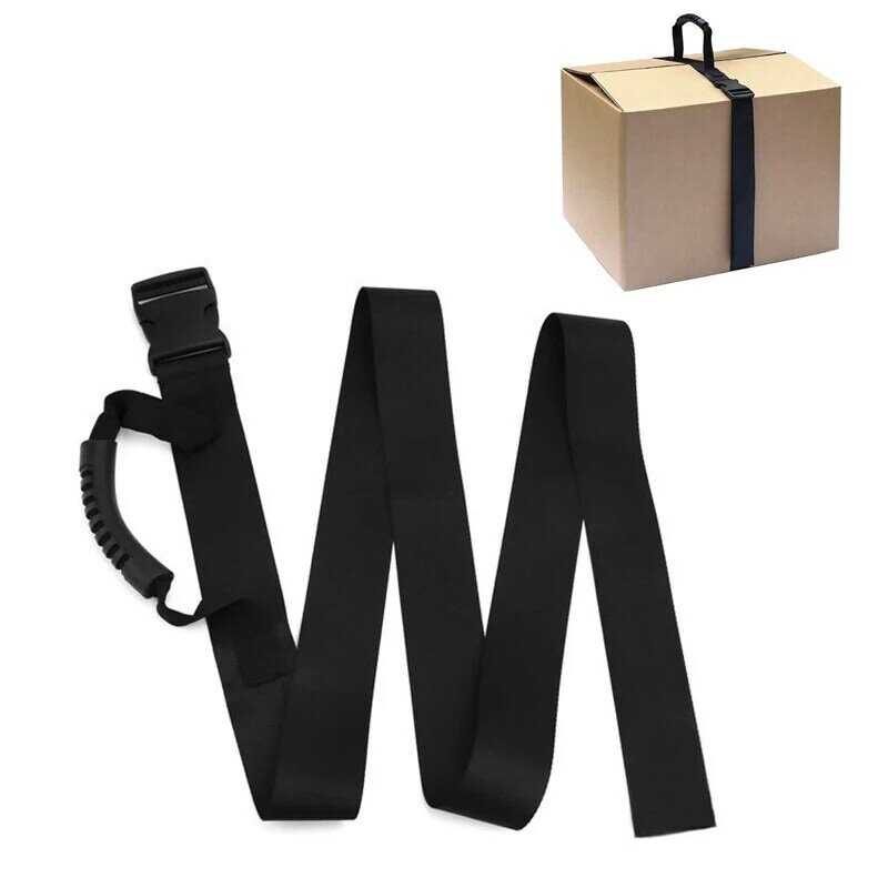 حمل حزام مع مقبض أسود قابل للتعديل حزام الأمتعة لرفع آمنة تحمل صناديق ثقيلة البقالة الأمتعة حزام حبل