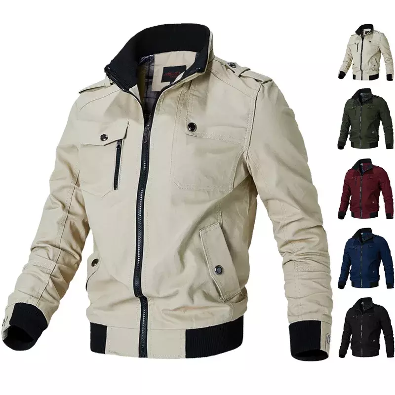 Осень 2023, мужская куртка-бомбер, повседневные мужские армейские куртки в стиле милитари, мужская хлопковая приталенная верхняя одежда, ветровка, бейсбольные куртки, одежда