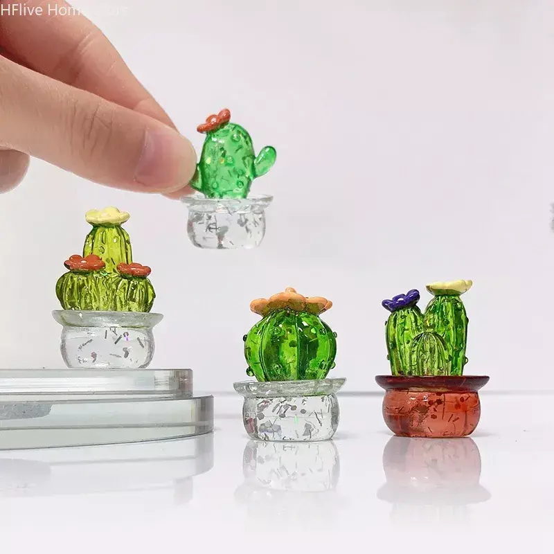 Mini kaktus figurki ozdoby rzeźby i figurki wystrój Bonsai kaktusa ozdoba na biurko do dekoracji domu i samochodu