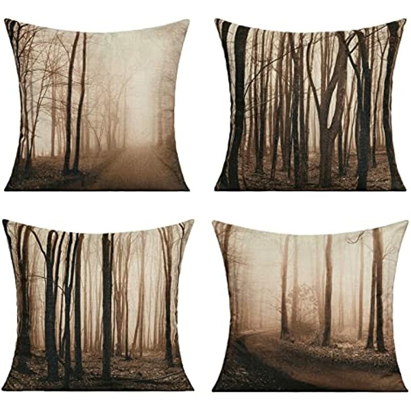 Outdoor Forest Tree Decor Throw Pillow Covers Case Decorative Winter Fall Autumn Leaves Cushion Pillowcase or Couch Home