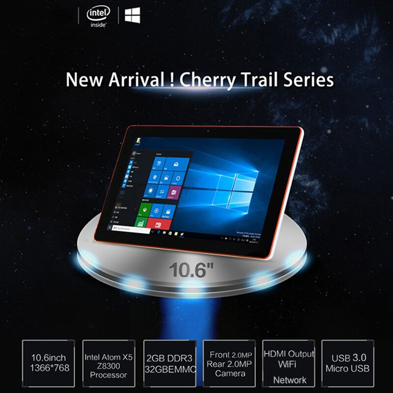10.6 Inch EZpad 4s Tablets 2GB RAM 32GB ROM 1366x768 IPS Windows 10 Tablet Intel Cherry Trail Z8300 1.44GHz Quad Core CPU