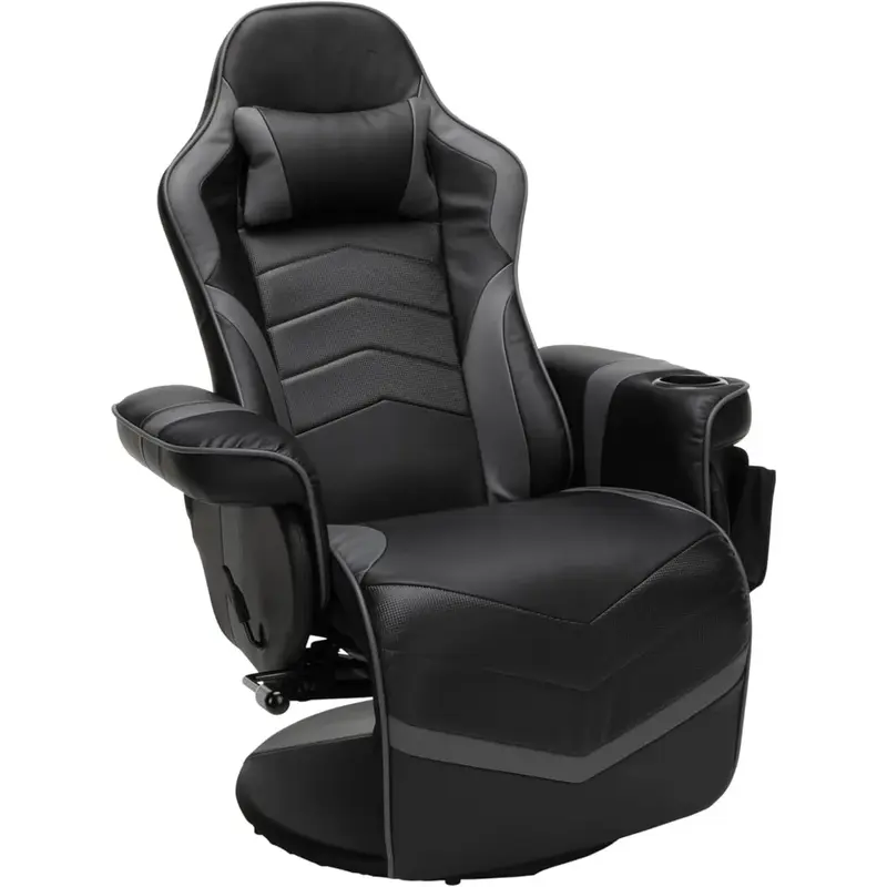 Gra fotel wypoczynkowy-elektroniczna konsola do gier Lounge, salon komputerowy, regulowany fotel wypoczynkowy krzesło z podnóżkiem-szary