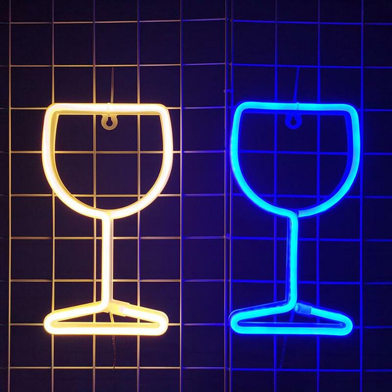 テーブル用の装飾的なネオンライト、クリエイティブなワイングラス、拡大鏡装飾ランプ