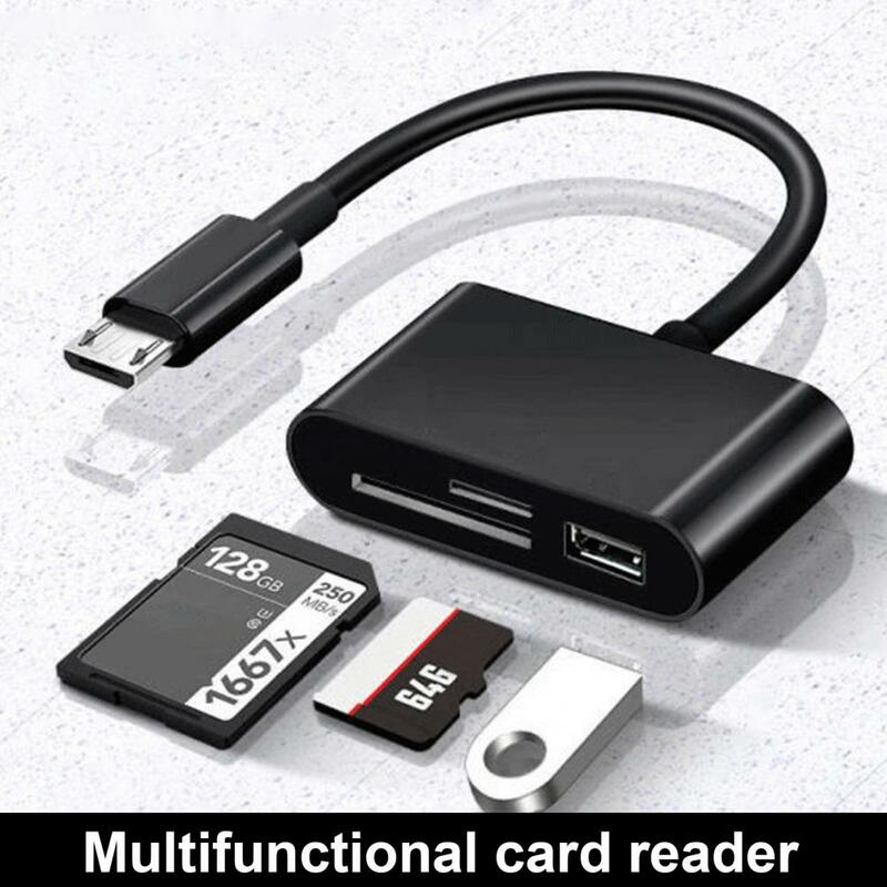 Multi Adaptador OTG para Câmera do Telefone Móvel, Leitor de Cartão, Todos USB 2.0, Tipo C, U Disco, TF, 3 em 1