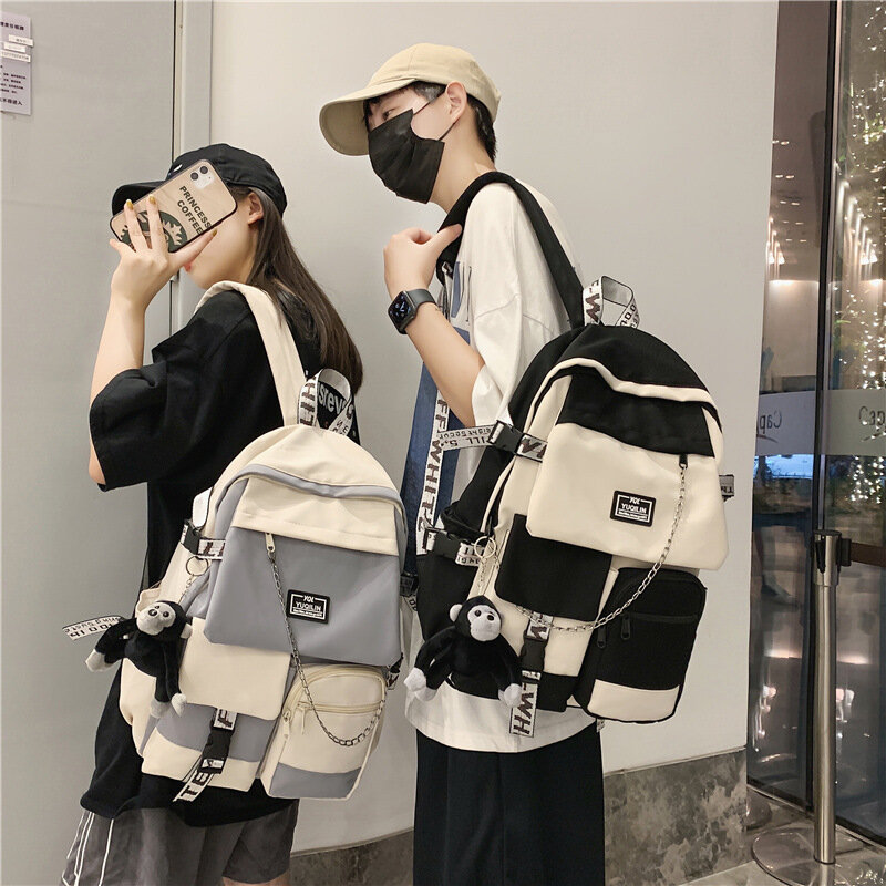 한국어 책가방 여학생 배낭 대용량 패션 소년 배낭 컴퓨터 가방 여성 학교 배낭 학교 가방