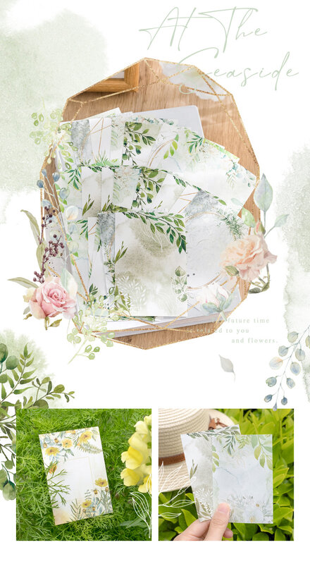 60 Sheets/pack Flower Street Memo Romantic Vintage Plants Flowers Hand Ledger Diary Message Decoration Material Paper