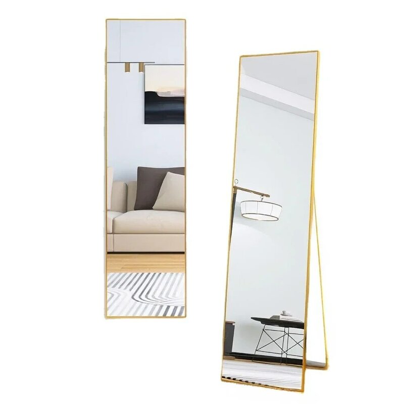 Wall-mounted Bedroom Mirror with Aluminum Alloy Frame, Dressing Mirror, Full Body, Living Room Furniture, Frete Grátis
