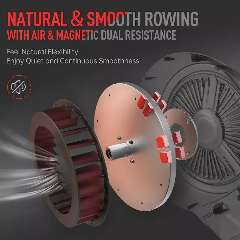 JOROTO Rowing Machine - Air & Magnetic Resistance Rowing Machines for Home Use, Commercial Grade Foldable Rower Machine with