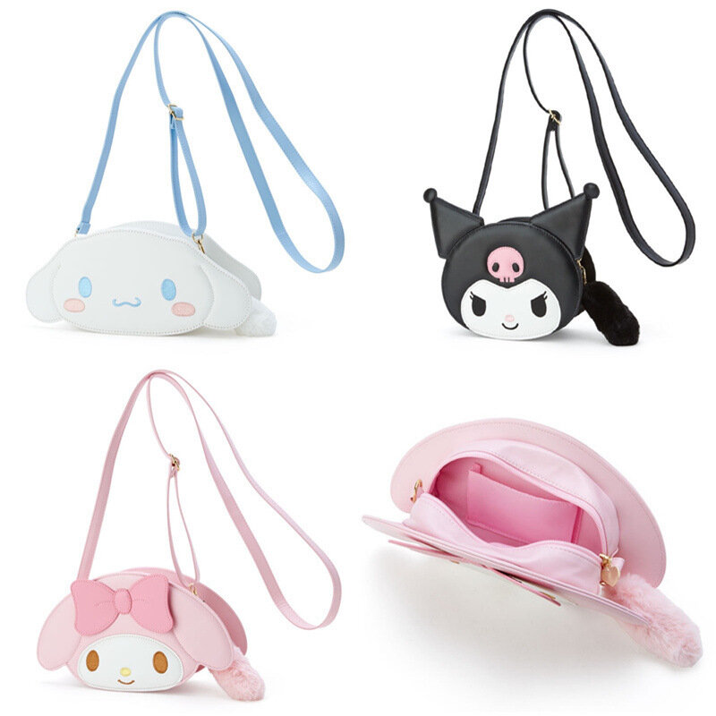 Sanrio Kuromi Melody Sling Rugzak Hello Kitty Dual-Gebruik Opbergtas Cinnamoroll Rugzak Side Pompom Purin Schoudertas