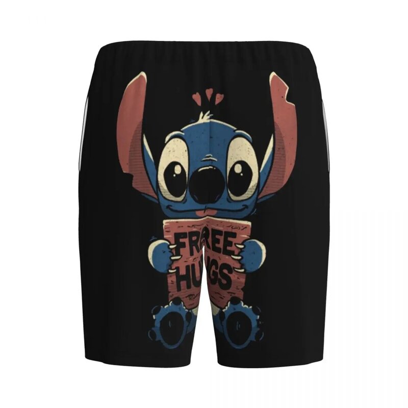 Custom Cartoon Animation Stitch Pajama Shorts Sleepwear for Men Elastic Waistband Sleep Lounge Short Pjs with Pockets