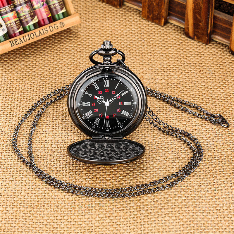 Antique Pocket Watch Full Hunter Statue of Liberty Cover Men Women Quartz Analog Watches Roman Number Necklace Pendant Chain
