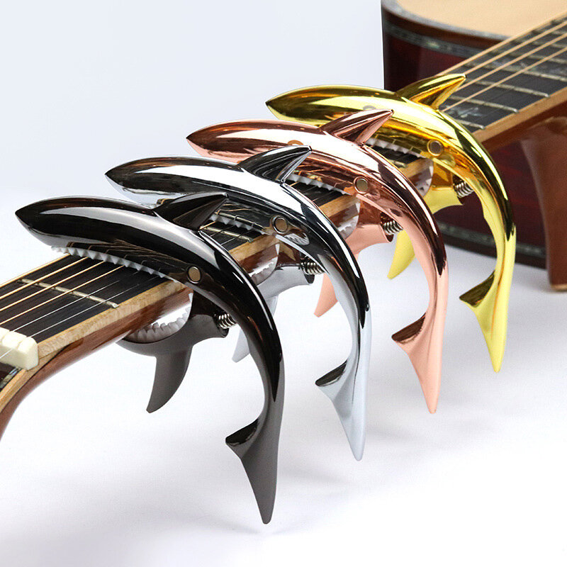 Metal Shark-Capo de guitarra de aleación de Zinc, Clip de cambio rápido, puente de guitarra de cuerdas, accesorios de instrumentos