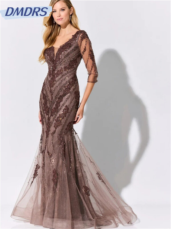 Classic Tulle Wedding Dress 2024 Luxurious Beaded Bride Gown Charming V-neck Floor-length Bride Robe Vestidos De Novia