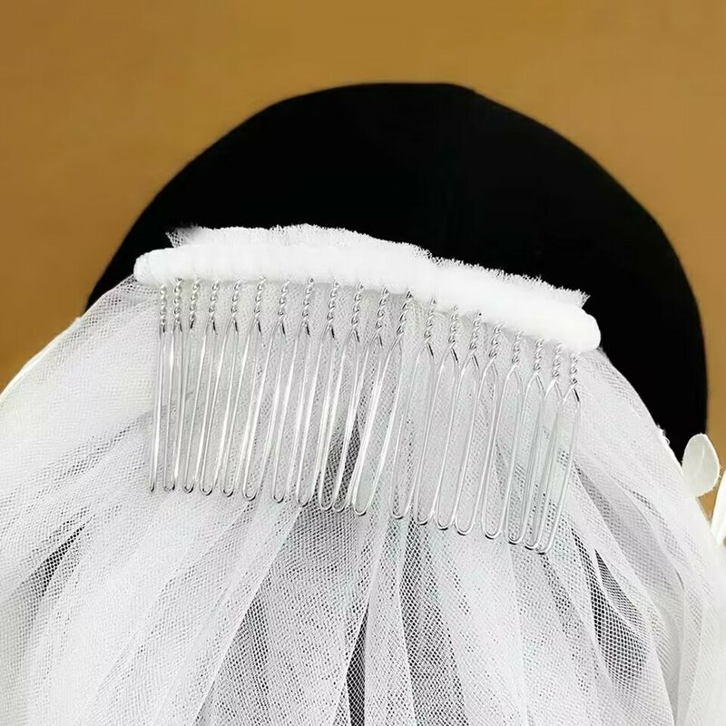 حجاب زفاف أنيق مع مشط ، حجاب كاتدرائية ، إكسسوارات زفاف ، أبيض ، عاجي ، بسيط ، طبقة واحدة ، بطبقتين ، 3 طبقات
