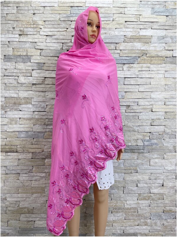 Hijab bordado de lantejoulas chiffon para mulheres, cachecol africano, cachecol muçulmano, Dubai, alta qualidade, vendas quentes, preço por atacado, 2024