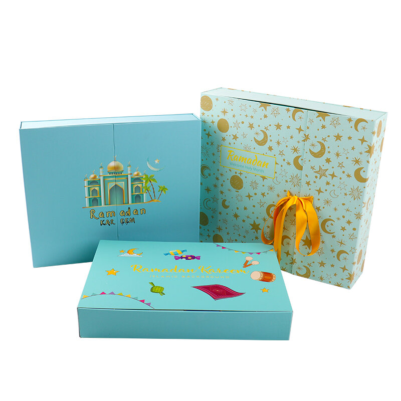 Spersonalizowany produkt 30 odliczanie podwójne drzwi Eid Mubarak pudełko na prezent szuflady Ramadan kalendarz adwentowy pudełko dla dzieci