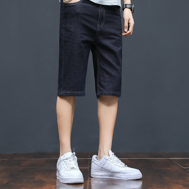 2022 verão estilos masculinos calças de brim clássico elástico para homem estiramento-ajuste fino calças de brim negócio casual estilo clássico