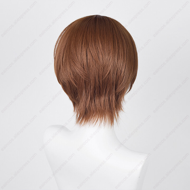 Anime Yagami Light Cosplay Wig, Resistente ao Calor, Perucas Sintéticas, Castanho Escuro, Cabelo Curto, 30cm