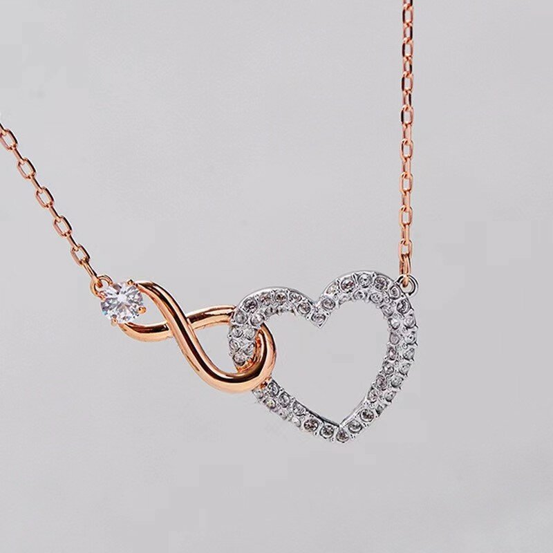Оригинальная цепочка на ключицу в форме сердца SWARQSK, розовое золото, ожерелье для неизменной любви, подарок на день рождения