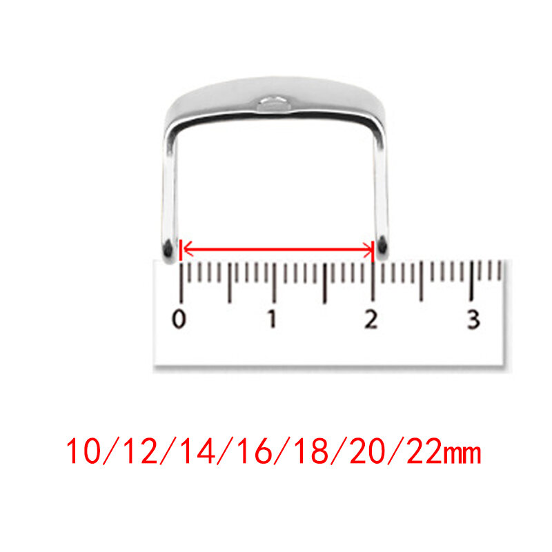 หัวเข็มขัดสายนาฬิกาสแตนเลสสำหรับผู้หญิงผู้ชายตะขอสายนาฬิกาข้อมือโลหะสีเงินอุปกรณ์สายรัด10/12/14/16/18/20/22มม.
