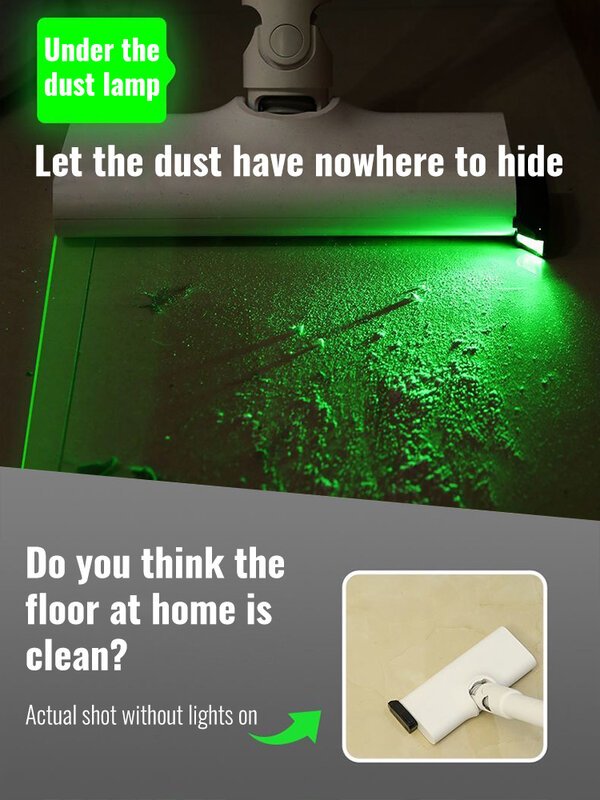 Дисплей для пыли для пылесоса, Зеленая лампа, для очистки скрытой пыли, шерсти домашних животных, детали для пылесоса из человеческих волос для дома и зоомагазина