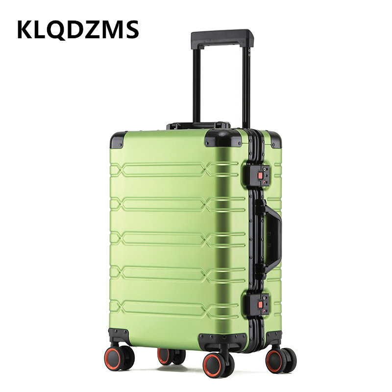 KLQDZMS 남성용 대용량 비즈니스 트롤리 케이스, 모든 알루미늄 마그네슘 합금, 탑승 박스, 29 인치, 24 인치 가방, 20 인치