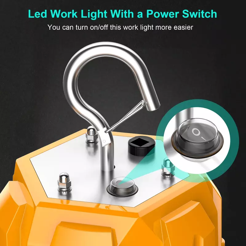 Portátil LED construção trabalho luz, temporária pendurado local de trabalho, lâmpada MH, 60W, 5000K, 125W