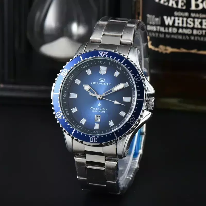 Only AAA  Watches Mens Luxury Sport Full Steel Automatic Date Wristwatch High Qulaity Business Quartz AAA Clocks Seagull watch