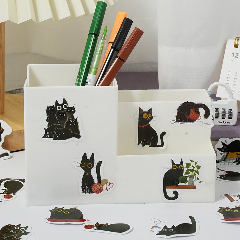 ملصق كاواي قطة سوداء ، ديكور يوميات جمالي ، أدوات مكتبية لسجل القصاصات ، مستلزمات مدرسية للأطفال ، 46 * *