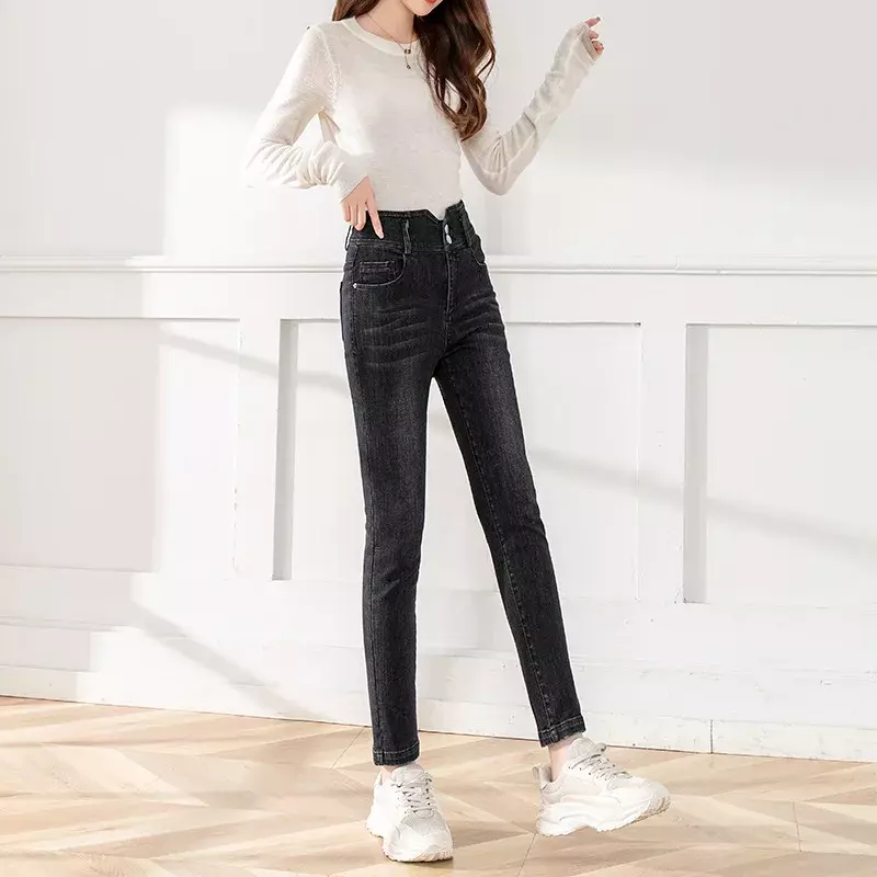 2021 autumn new high waist slim stretch slim jeans