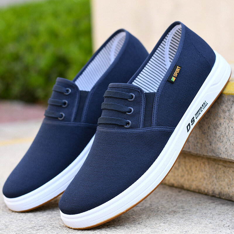 Men Loafers Shoes Simple Walking Casual Shoes for Men Slip-on Breathable Soft-soled Canvas Shoes Outdoor Non-slip Men Sneakers