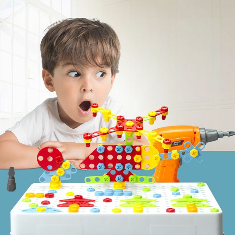 Criativo desmontagem acessórios diy jogo broca parafuso brinquedo mosaico quebra-cabeça brinquedos educativos