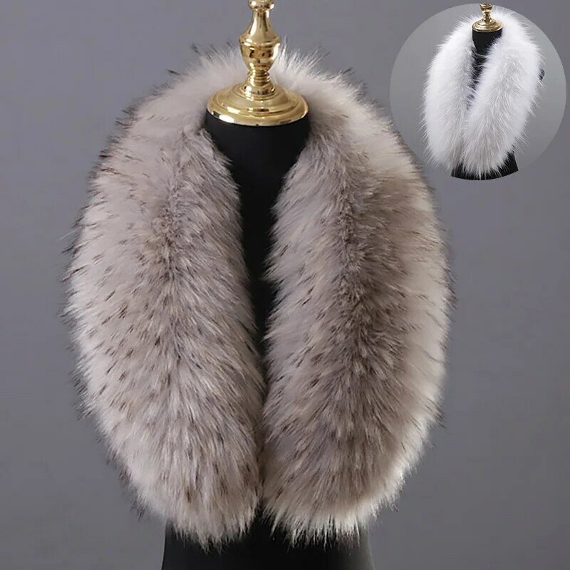 Kerah bulu palsu untuk wanita pria, syal bulu imitasi Promosi kerah musim dingin musim gugur dekorasi penahan angin wol
