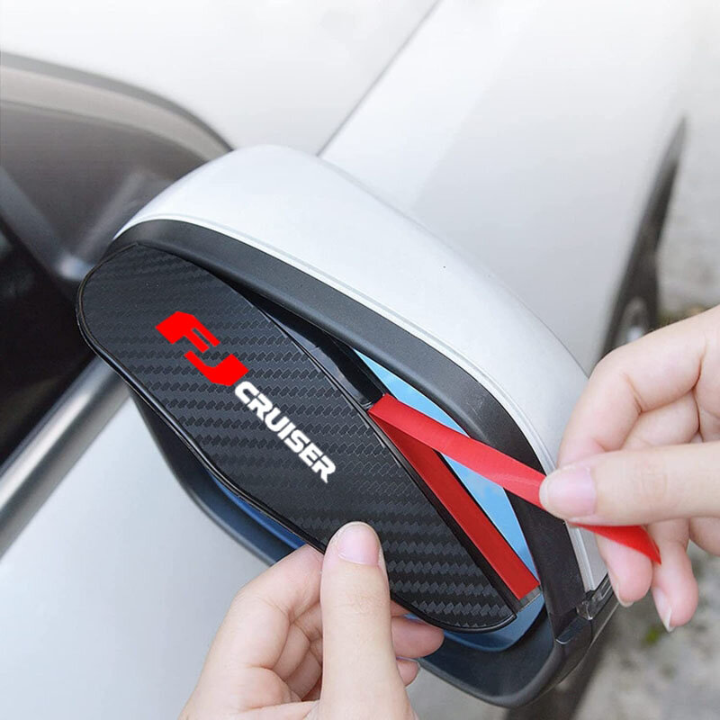2pcs Carbon fiber Car Rearview Mirror Rain Eyebrow Sticker For Toyota FJ Cruiser Auto Accessories