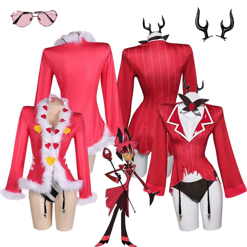 Hazzbin-traje de Cosplay de Alastor de Hotel para mujer, lencería Sexy, chaqueta, sombreros, trajes para mujeres adultas, traje de Carnaval de Halloween