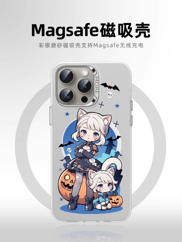 Genshin Impact Cartoon Anime Spel Xiao Klee Apple 15 Magsafe Magnetische Telefoon Hoesje Iphone14/14Plus/13/12pro/11 Mobiele Telefoon Hoesje