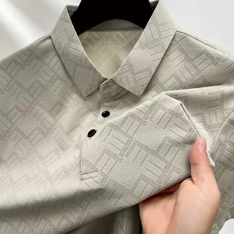 Camisa polo xadrez slim fit masculina, camiseta de manga curta, elegante e versátil, casual, de negócios, verão