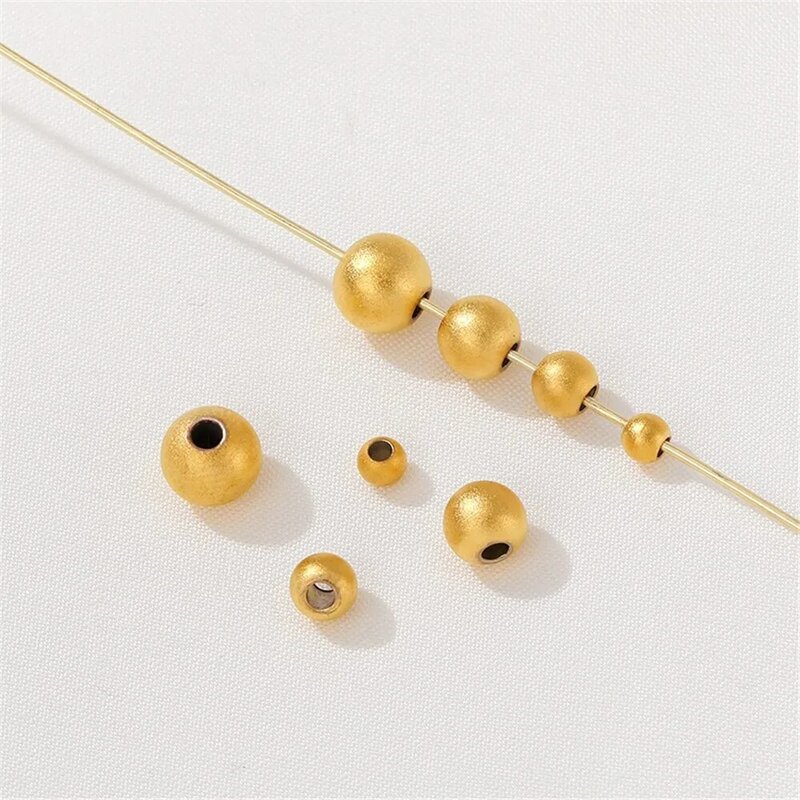 Manik-manik emas pasir Vietnam manik-manik bulat manik-manik longgar DIY buatan tangan kalung gelang manik-manik terpisah bahan perhiasan