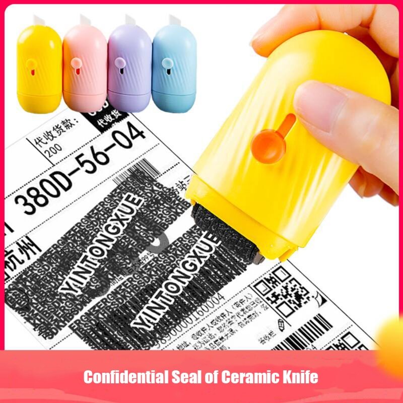 Rodillo de protección de identificación de sello de seguridad para el hogar, cortador de paquete incorporado, recargable, privado y secreto