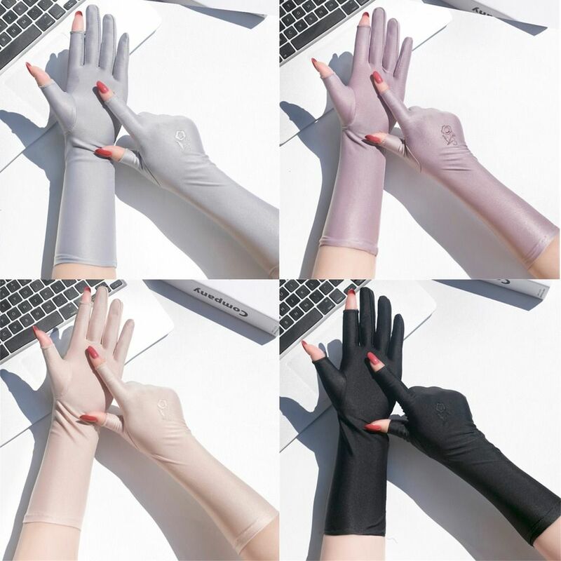 Estate primavera medio-lungo elastico antiscivolo guanti per la protezione solare guanti da guida guanti Anti UV galateo