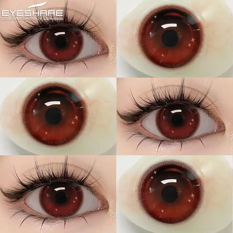 EYESHARE-Lentes de Contato Coloridas para Olhos, Moda Natural Coreana, Azul, Vermelha, Anual, Nova, 1 Par
