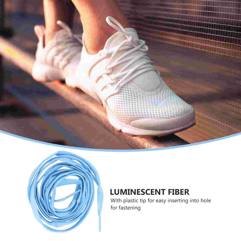 1 Paar Sportlichtgevende Schoenveter Gloed In De Donkere Nachtkleur Fluorescerende Schoenveters Met Platte Schoenen (Hemelsblauw)