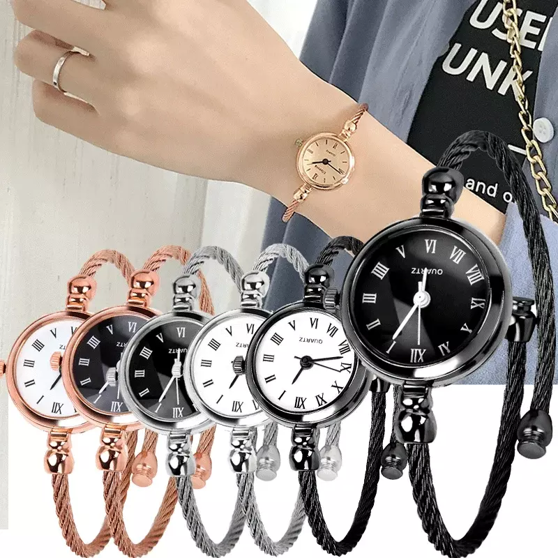 Kleine Gouden Armband Luxe Horloges Rvs Retro Dames Quartz Horloges Fashion Casual Vrouwen Jurk Horloge